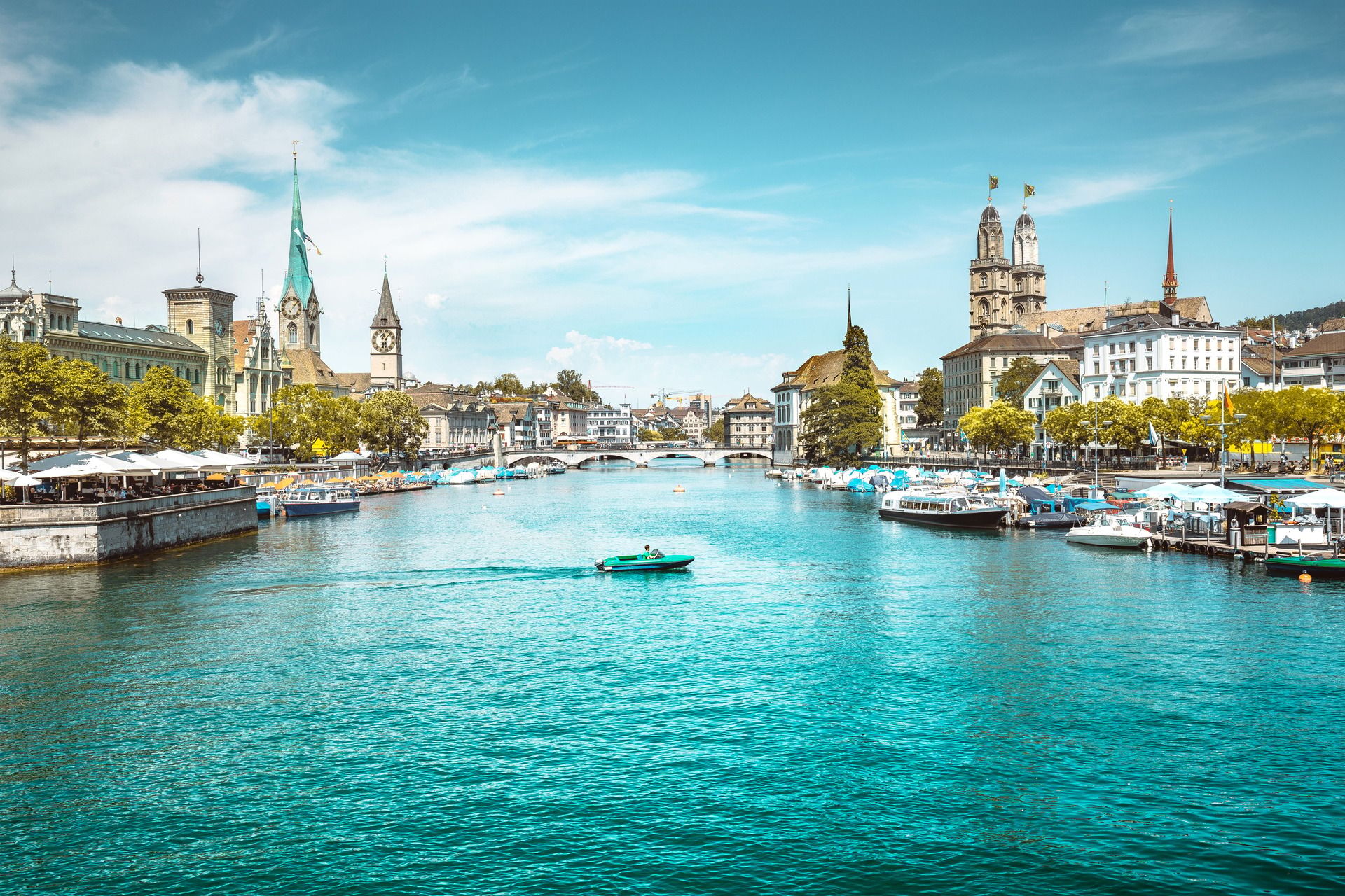 Foto vom Zürichsee aus auf die Limmat